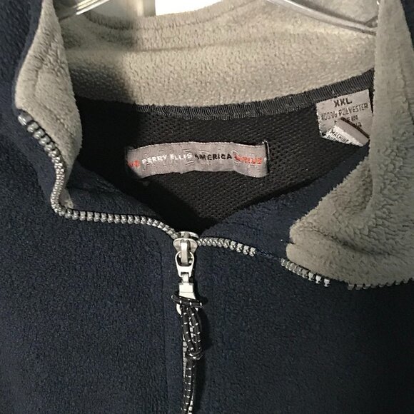 Perry Ellis navy fleece 1/4 zip pullover, size XXL - Picture 3 of 5
